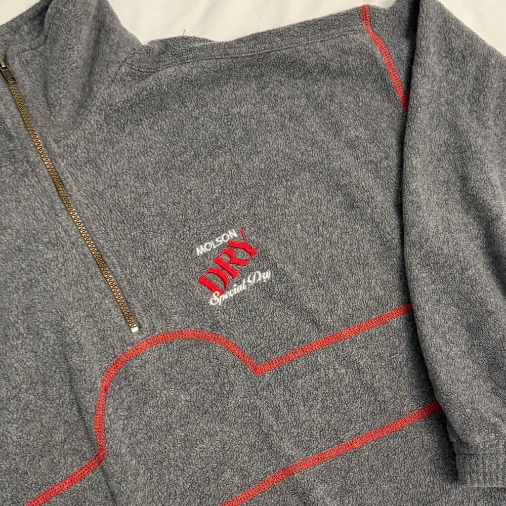 VINTAGE Molson Dry Special Day two-toned 1/4 zip fleece sweatshirt